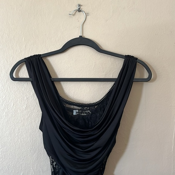 Mystic Black Body-con Sleeveless Lace Drape Ruched Clubbing Dress S - Picture 2 of 8